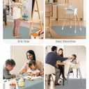 Blissful Diary Baby Splat Mat for Under High Chair, 50.4 x 50.4 Inch Wipeable Splash Mat, Waterproof and Washable, Anti-Slip Floor Protector, Silver Mist