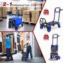 330lb Folding Hand Truck with Brake Handle, Portable Dolly Cart with Retractable Handle,Heavy Duty Hand Cart for Moving/Luggage/Travel/Office Use,Blue