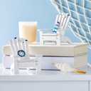 Juvale Set of 4 Mini Beach Chairs - Nautical Bathroom Accent & Beach Decor - Centerpiece for Coastal Decor - Dollhouse Accents & Ocean Wall Art - 3.75 x 3.75 x 4 in, Multicolor, Wood