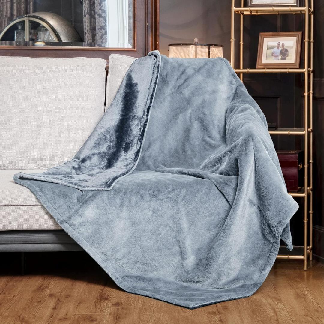 WOOMER Electric Heated Throw Blanket(50"x 60"), Soft Faux Fur Fast Heating Blanket with Multi-Color Option, 4 Heating Levels & 4H Auto Off, Machine Washable, Over-Heat Protection (Light Grey)