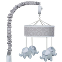 Trend Lab Musical Nursery Crib Mobile for Baby, Circles Gray with Elephants