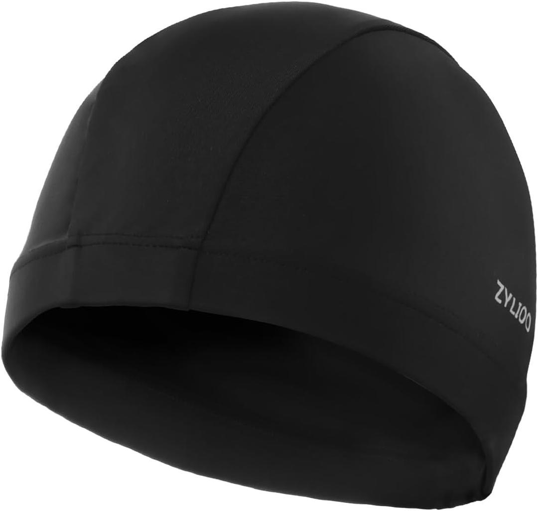 Zylioo Oversize XXL Cloth Swim Cap,Large Fabric Swimmer Caps for Big Heads,Breathable High Elasticity Swimming Cap (Black)