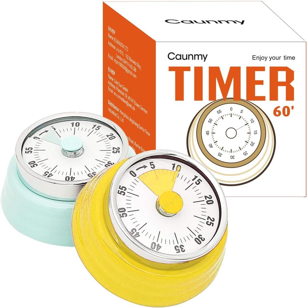 Mechanical Timer, Visual Countdown Timer, 60 Minutes Electronic Timer for Cooking, Classroom, Game, Study, Office, Magnetic Alarm Clock with Alarm Sound 