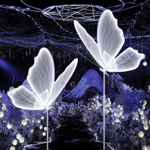 Wedding Butterfly LED Floor Lamp: Hanging Butterfly White Color Ceiling Light - Romantic Wedding Decoration Lights Fixture - Adjustable Height Creative Butterfly Props (1, 60 CM/23.6 in)