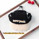 New York Embroidered Pet Hat, Black and Cream Plush Winter Cap for Dogs and Cats (Black, Medium)