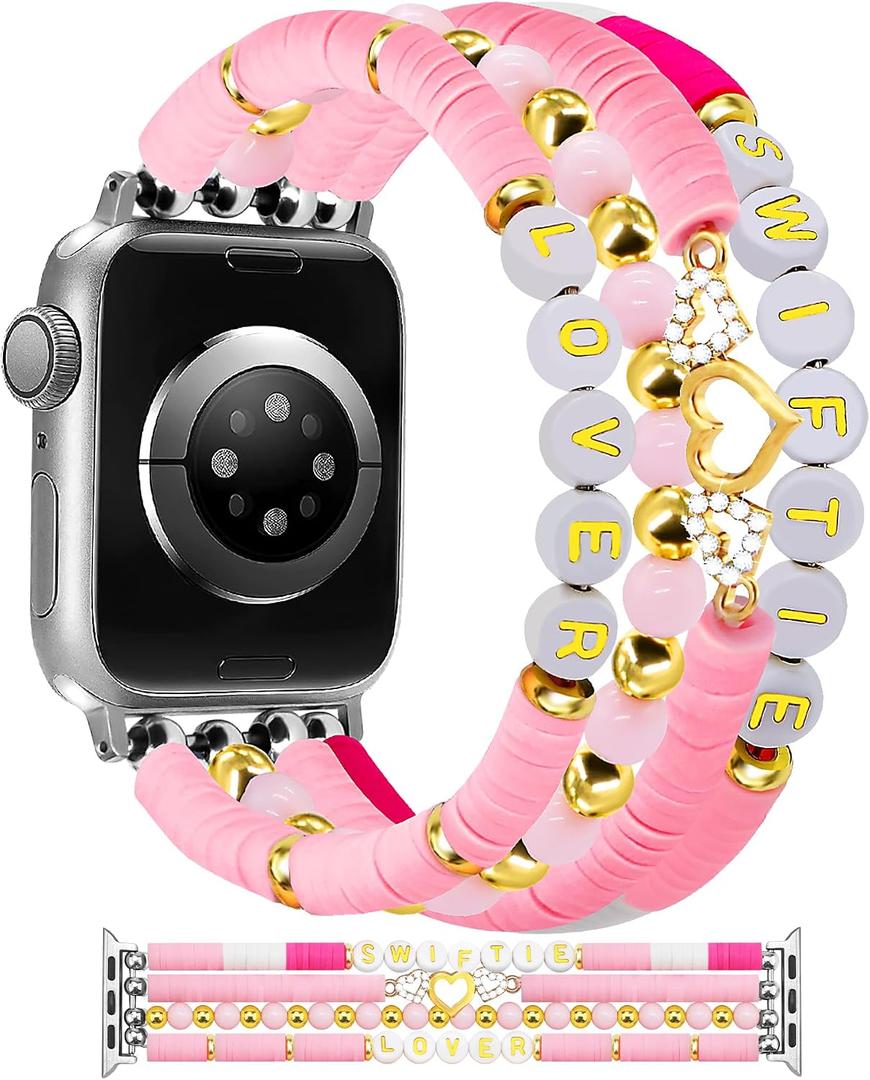 JR.DM Beaded Bracelet Compatible with Apple Watch 40mm 38mm 41mm 44mm 42mm 45mm 46mm Women Kids Girls Singer Inspired Bracelets Cute Handmade Strap for iWatch Series 11/10/9/8/7/SE/6/5/4/3/2/1