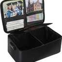 Fireproof Photo Storage Box, Photo Box Organizer with Lock, Collapsible Portable Photo Storage Container with Handle for Photos, Picture, Scrapbook, Art, Craft Black