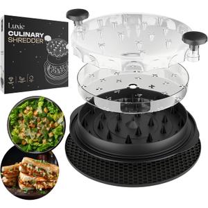 Luxie Chicken Shredder Tool for Kitchen, Non-Slip Base Meat Shredder for Meat, Cheese & Veggies, BPA Free Chicken Breast Shredder with Safe Chopping & Comfort Handle (Black)