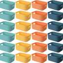Geetery 24 Pcs Plastic Storage Bins, 10"x 7"x 4" Multiple Color Containers Pantry Baskets with Handles Organizing Bins for Kitchen Bathroom Organizer Cupboard Box on Shelves