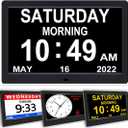 AINFTIME DST Clock with Day and Date for Elderly-3 Display Digital Calendar Alarm Day Dementia Alzheimers Clock with Extra Large Display (10.1in Black)