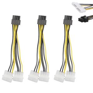 3-Pack 8 pin PCIe to Dual Molex Female to Male Cable Compatible with EVGA GeForce, Gigabyte, Sapphire, and XFXsit for Video Card Pci-e ATX PSU Power Supply.