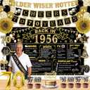 70th Birthday Decorations for Men Women, 36 Pcs Back in 1956 Birthday Party Decorations, Black Gold Happy 70th Banner,Vintage 70th Birthday Table Decorations ,Cake Topper, Sash Party Supplies