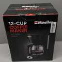 Mueller 12-Cup Drip Coffee Maker - Borosilicate Carafe, Auto-Off, Reusable Filter, Anti-Drip, Keep-Warm Function, Clear Water Level Window Coffee Machine, Kitchen Essentials & Accessories (Black)