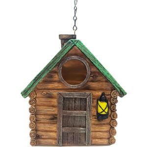 Retro Resin Birdhouse for Outdoors, Decorative Hanging Bird House with Weather-Resistant and Water Proof Resin, Vintage Cabin Design for Garden Dcor, Wild Bird Nesting, Gift for Bird Lovers