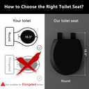 Angol Shiold Quiet-Close Molded Wood Toilet Seat with Non-Slip Adjustable Hinges, Anti-Pinch Bumpers, Easy Install & CleanBlack, Round 16.5''