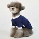 Ringer Dog Shirt for Small and Large Dogs Cotton T-Shirts Soft Breathable Dog Shirts pet Clothes (Large, Navy/White)