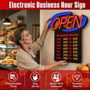 Programmable LED Open Sign with Business Hours, Remote Control， Business Hour Sign, Ultra Bright Large 21.26" x 23.62" LED Open Signs for Business Storefront Window, Coffee, Bakery, Bar, Salon