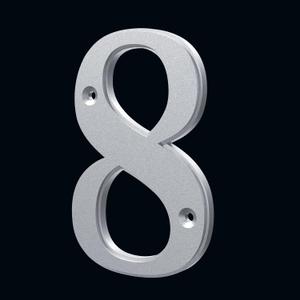 2 x Unique 5-Inch High Acrylic House Numbers - Rustproof & Anti-fade Mailbox Number/Float or Flush Mount - Enhance Home Address Visibility/Silver Finished/Number 8