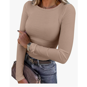 Women Long Sleeve Crewneck Rib Knit Slim Fit Shirts Basic Tee Tops 2024 Casual T-Shirt Going Out Workout Outfits, S, XXL, 2 Pieces Women Long Sleeve Crewneck Rib Knit Slim Fit Shirts Basic Tee Tops 2024 Casual T-Shirt Going Out Workout Outfits, S, XXL, 2 Pieces