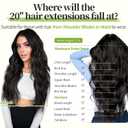 KooKaStyle Invisible Wire Hair Extensions with Transparent Wire Adjustable Size 4 Secure Clips Long Wavy Secret Synthetic Hairpiece 20 Inch 120g Rich Dark Brown with Warm Tones for Women