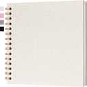 8x8 Inch Scrapbook DIY Photo Album Linen Cover Hardcover White Pages 20 Sheets Small Scrap Memory Book Beige