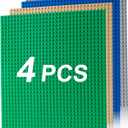 Husfunov 4 Pack Classic Baseplates, Building Plates for Building Bricks, Compatible with All Major Brands and Activity Table-Baseplate 10" x 10", Age 3 and up, Multicolored