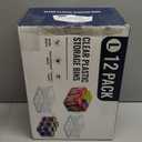 12 PACK Multi-Use Clear Plastic Storage Bins for Organizing w/Labels - Home, Kitchen, Pantry, Bathroom, Office, Cabinet Shelf Organizer Bins - SOHO Collection, RV, Fridge Organization Containers - L