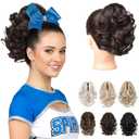 REECHO 9" Short Ponytail Extension, Classic Loose Curly Wavy Claw Clip Pony tails Hair Extensions HP001 Hairpieces for Women (Dark Brown)