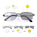 MIRYEA Photochromic Progressive Multifocus Reading Sunglasses UV400 Protection Multifocal Trifocal Transition Anti UV l Top Clear Sun Readers Blue Light Blocking Computer Glasses for Women Men Eyewear, +2.0