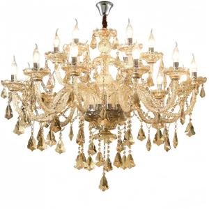 18 Lights Cognac K9 Crystal Chandelier, E12 Bulbs Crystal Ceiling Light Fixture, Luxury Crystal Lamp for Dining Room, Hotels, Living Room, Easy to Install (18-Light)