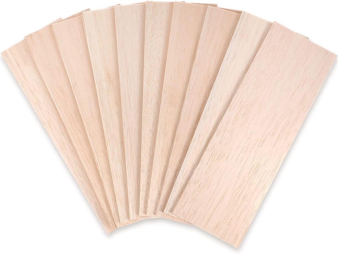 Namalu 10 Pack Balsa Wood Sheets 12 x 4 x 0.12 Inches-3 mm Thick Unfinished Wooden Board Wood Sheets for Crafts House Aircraft Ship Boat Arts Projects DIY Wooden Model Making
