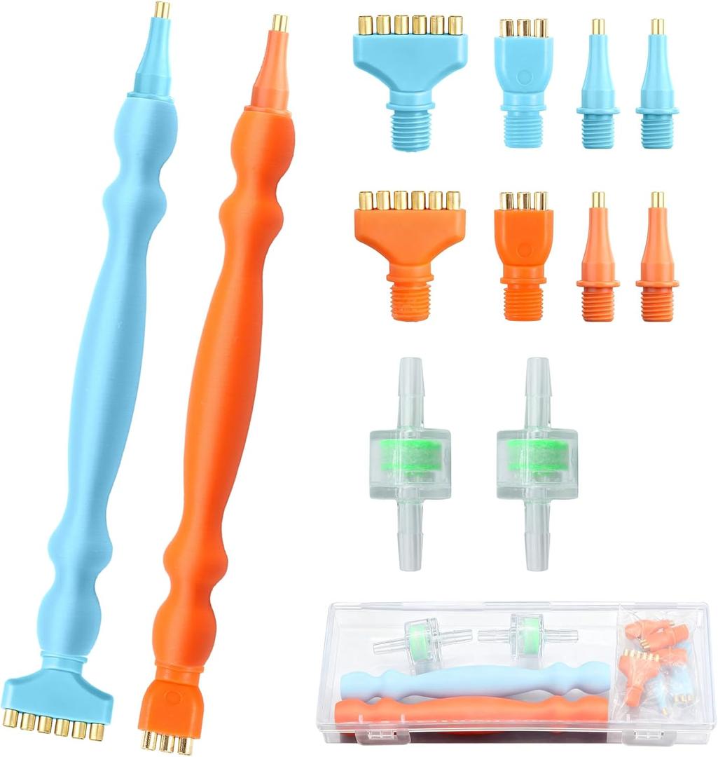 2 Sets of Vacuum Diamond Art Pen Tools Include Diamond Art Pens, Filters and Multi-Head Replacement Heads, Suitable for Most Vacuum Diamond Painting Pen, Diamond Art Supplies Accessories