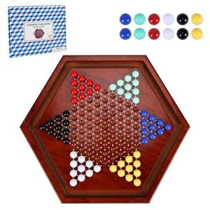 Offelec 14 inches Wooden Chinese Checkers Set, 60+12 Colorful Glass Marbles in 6 Colors, Classic Strategy Games for Adults Kids and Seniors, Fun for Whole Family Board Game (Up to 6 Players)