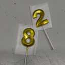 Birthday Candles, 1.96 Inch Number 28 Happy Birthday Candles, Number Candles Decoration for Birthday Party and Anniversary Celebration(Champagne Gold)