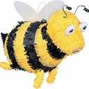 Bumble Bee Pinata Yellow & Black Paper - 15" x 9.5" (1 Pc) - Adorable Party Decoration - Perfect for Kids' Birthdays & Celebrations