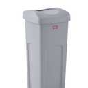 Rubbermaid Commercial Products Square Trash/Garbage Container with Untouchable Swing Top Lid, 23-Gallon, Gray, Perfect for Outdoor/Restaurant/School/Kitchen