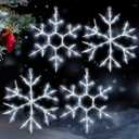 Tuanse 4 Pcs 16 x 13 inch Christmas Snowflake Light Large Christmas Silhouette Window Lights with Remote Control LED Lighted Snowflake Decoration Xmas Silhouette for Tree Outdoor Wall (White)