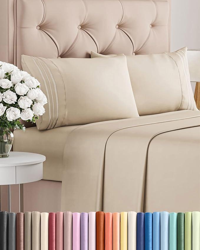 King Size 4 Piece Sheet Set - Comfy Breathable & Cooling Bed Sheets Set - Hotel Luxury Bedding for Women, Men, Kids, Teens, Boys & Girls - Deep Pockets, Ultra-Soft and Wrinkle Free - Oeko-Tex