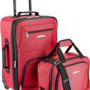 Rockland Fashion Softside Upright Luggage Set,Expandable, Red, 2-Piece (14/19)