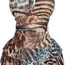 SHENHE Women's Plus Size Halter Mesh Dress Y2K Animal Print Club Mini Dress (L)