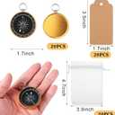 TaoBary 60 Pcs Compasses Gifts Wedding Party Favors Set, 2026 Mini Compass Souvenir Nautical with Kraft Tags and Organza Bag for Guests Birthday Nautical Travel Party Souvenir Gift(Gold)