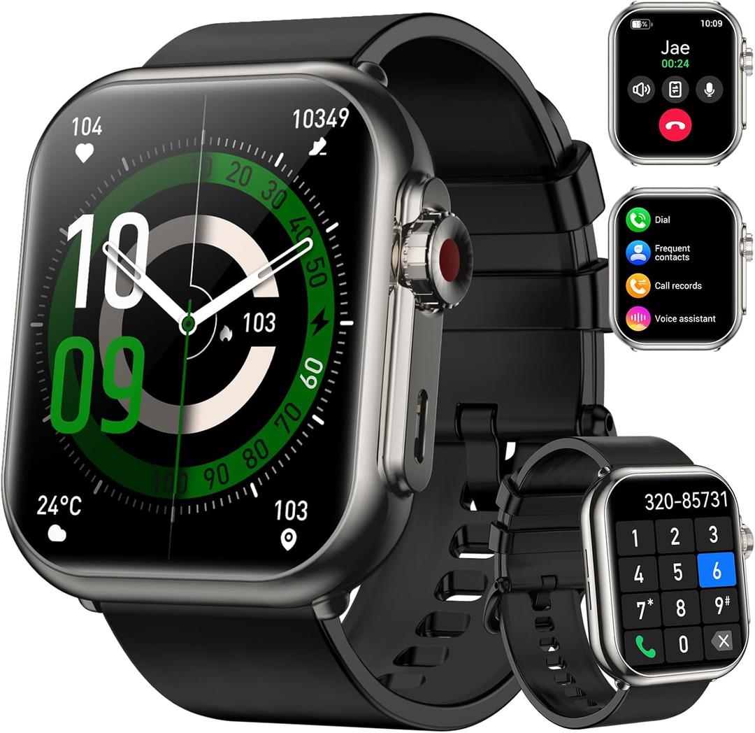 Smart Watch for Men, Bluetooth Calls & Notifications, 1.83" HD Fitness Tracker with Heart Rate and Sleep Monitor, 120+ Sport Modes, IP68 Waterproof, Compatible with Android & iOS,Black