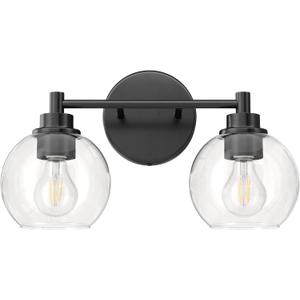 VONLUCE Bathroom Light Fixtures, 2-Light Bathroom Vanity Light with Globe Glass Shades E26 Sockets, Vanity Lights for Bedroom Hallway Living Room, Black Finish