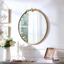 Round Gold Mirror 24.5in Ornate Baroque Antique Bathroom Mirror Large Circle Vintage Mirrors for Wall, Metal Frame Wall Decorative Mirrors for Hallway,Living Room, Bedroom Vanity, Entryway