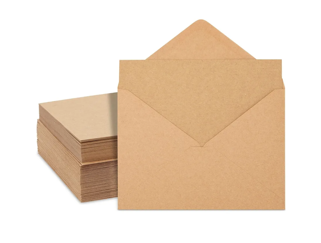 Best Paper Greetings 50 Pack Blank Cards and Envelopes 5x7, Kraft Paper A7 Notecards for DIY Open When Letters, Wedding Invitations, Birthday Cards