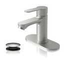 BELZ Bathroom Faucet, Single Handle Matte Black Sink Faucet for 1 or 3 Hole Installation, Modern Lead-Free Metal Vanity Faucet with Pop-Up Drain & Supply Hoses (Brushed Nickel)