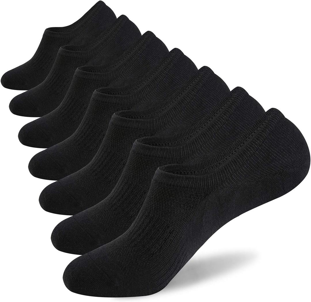 WANDER No Show Socks Men's 7 Pairs Cotton Thin Non Slip Low Cut Men's Invisible Casual Socks (7black, Size 9-11)