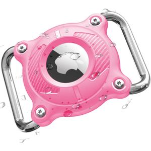 Airtag Dog Collar Holder | Airtag Dog Collar Waterproof - Airtag Holder for Dog Collar - Dog Airtag Holder with Removable Metal Loop, Light Weight fit Width3cm/ Thick4.5mm Air Tag Dog Collar, Pink, 1