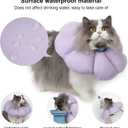 Cat Cone Collar,Cute Waterproof Cat Recovery Collar,Anti-Bite Lick Wound Healing Safety Elizabethan e Collar for Cats,Purple Flower All-Season Style (Purple, S)