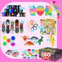 160 Pcs Fidget Toys Party Favors Pack, Randomly Selected Pop Sensory Set Gifts Stickers for Kids Adults Boy Girl Stocking Stuffers Autistic Bulk Goodie Bag Filler Treasure Box Classroom Prizes School